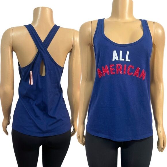 Victoria’s Secret Supersoft tank top ALL AMERICAN print blue - Picture 1 of 3